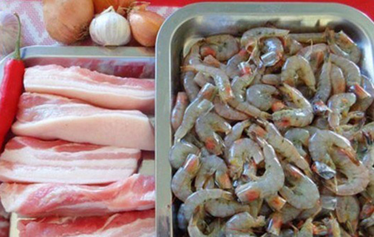 Nguyên liệu cần chuẩn bị làm bún song thằn tôm thịt hồng